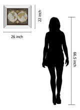 World Map By Elizabeth Medley - Mirror Framed Print Wall Art - Beige