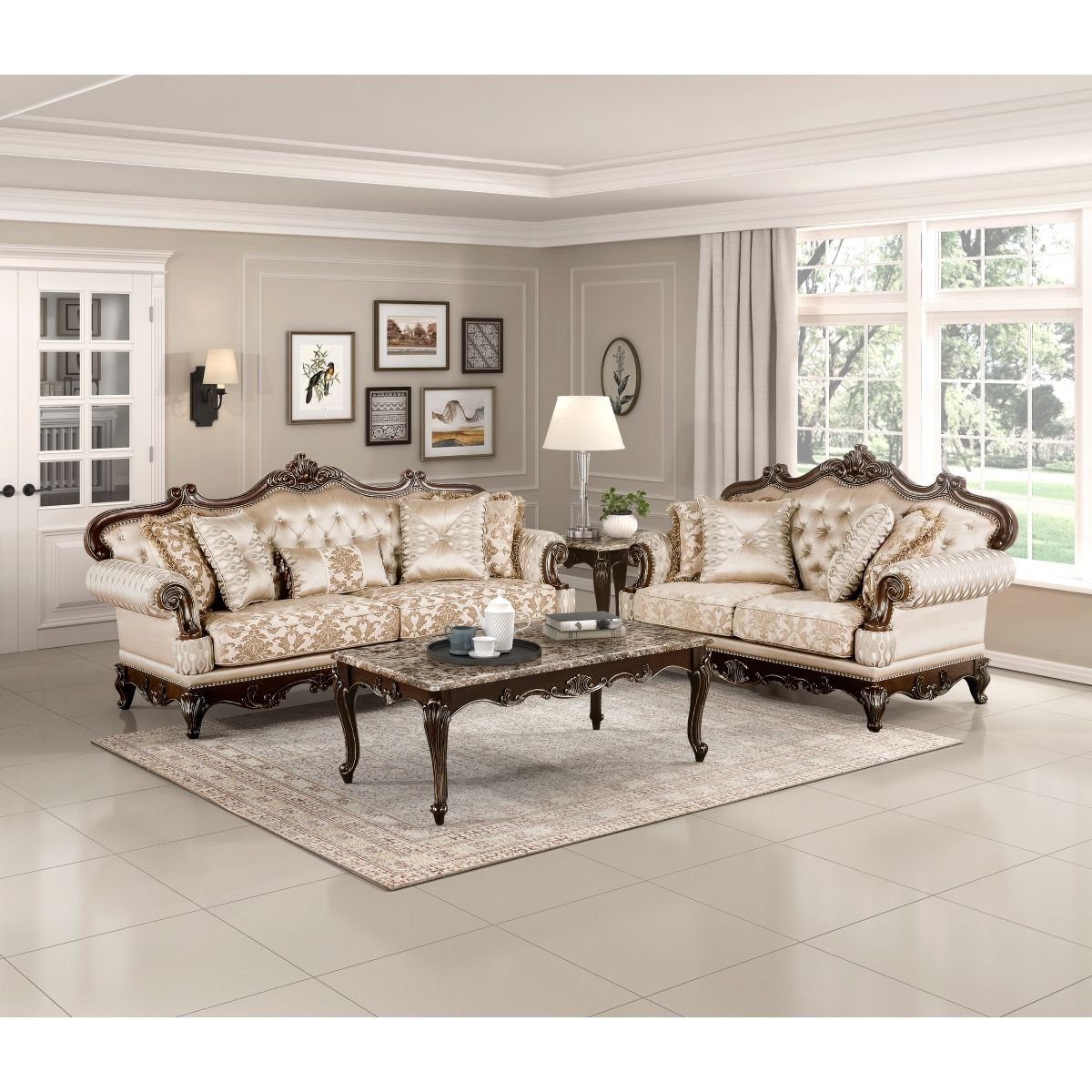 Balthasar - Loveseat - Cherry / Beige