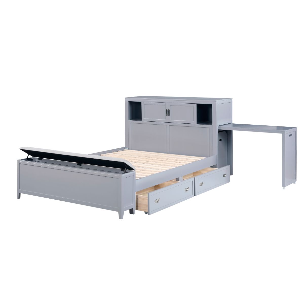 Sloane - Bookcase Bed With Hidden Desk, Stool And Storage Bench