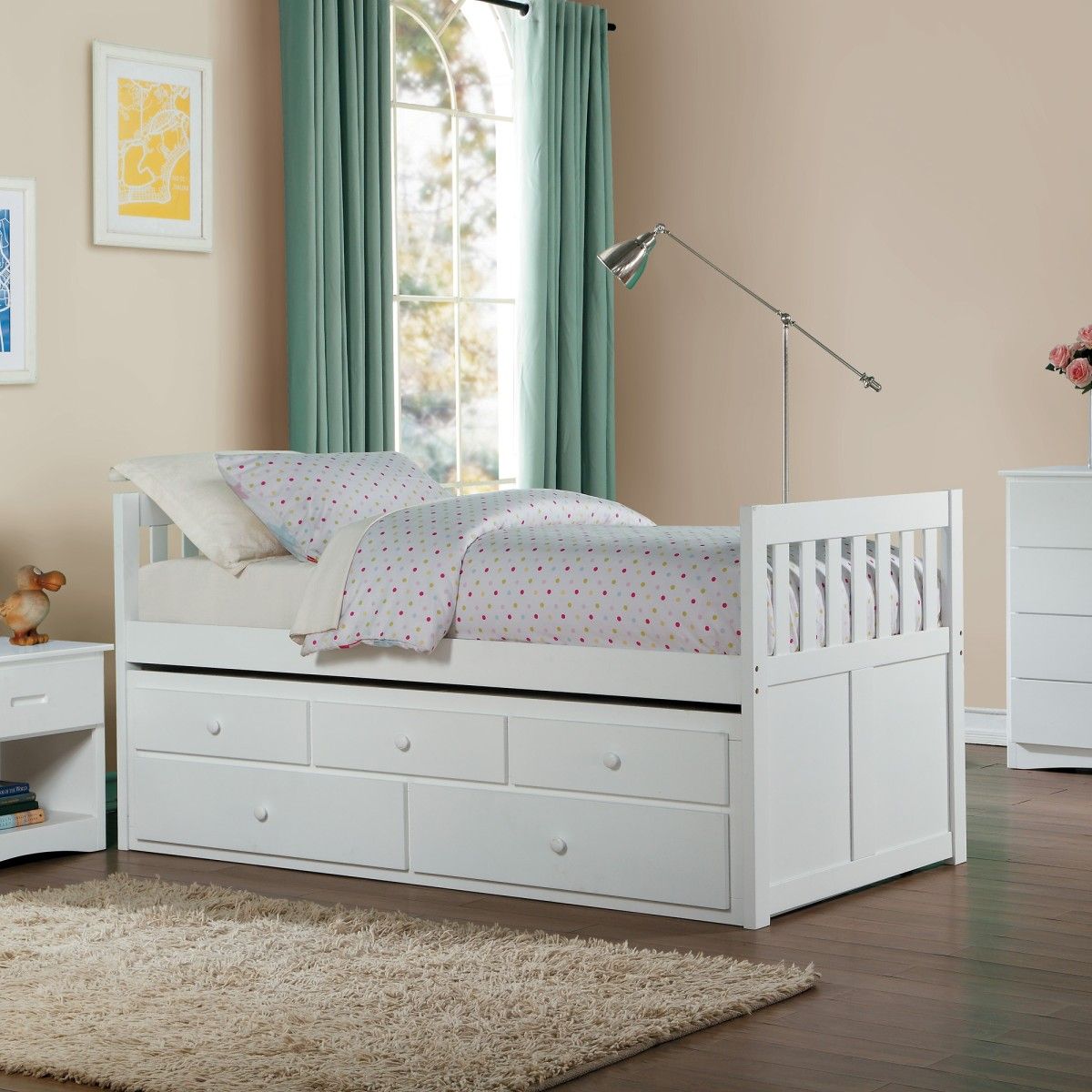 Galen - Twin/Twin Trundle Bed - White