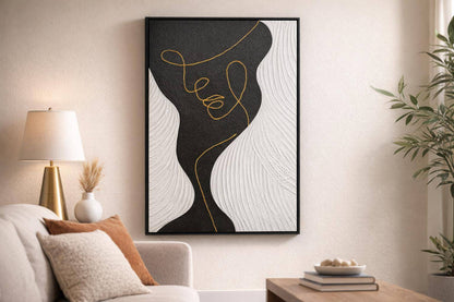 Contour Muse I Hand-Painted Canvas In Frame - Black / White