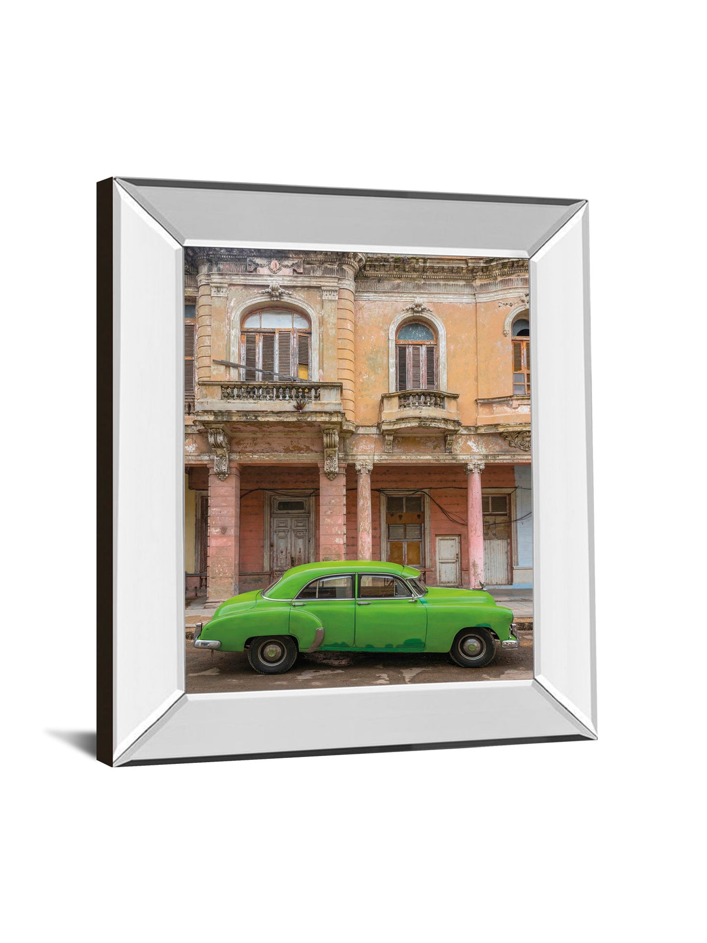 Classic Havana By Alan Copson - Mirror Framed Print Wall Art - Beige
