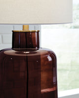 Mette - Glass Table Lamp - Brown / Gold Finish