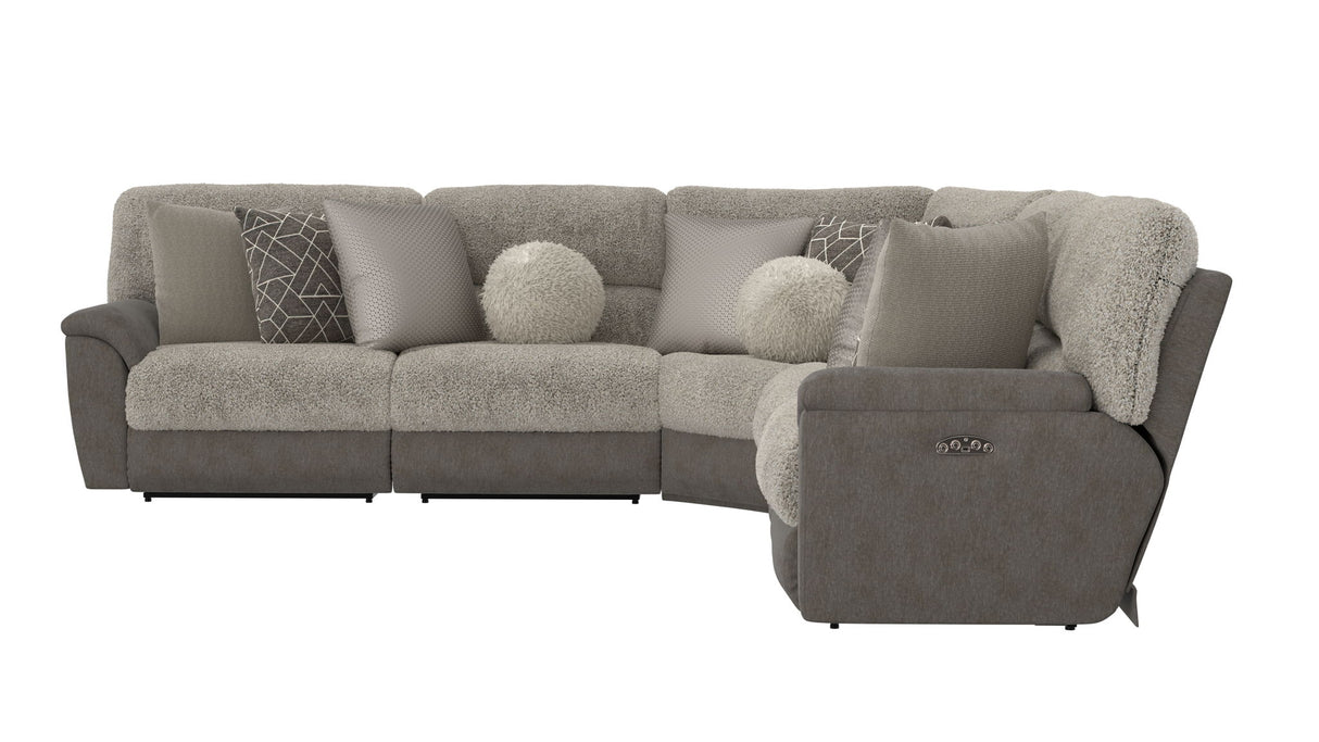 Rendezvous - 5 Piece Modular Sectional With 3 Reclining Seats & Castered Cocktail Ottoman - Umber