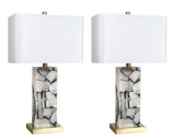 "Alabaster Mosaic" Alabaster Table Lamp (Set of 2) - Alabaster / Soft Gold