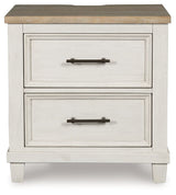 Shaybrock - Two Drawer Night Stand - Antique White / Brown