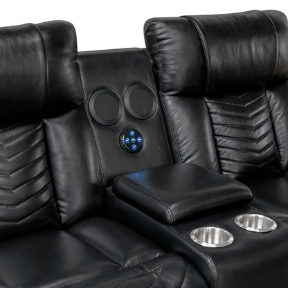 Huron - Power Double Reclining Loveseat With Center Console, Wireless Speakers, LED And Charging Ports