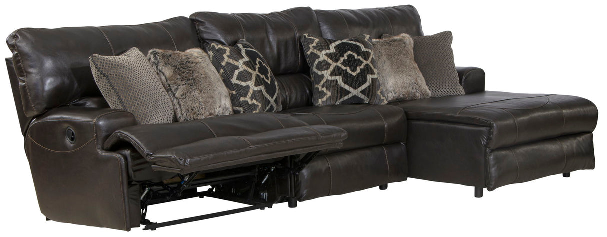 Como - 3 Piece Italian Leather Match Reclining Sectional