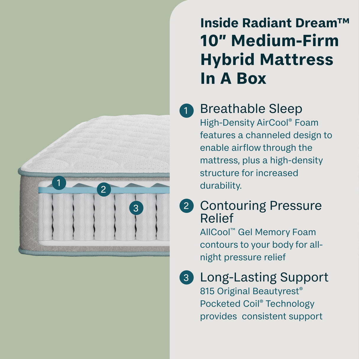 Radiant Dream - 10" Hybrid Medium Firm Mattress in a Box