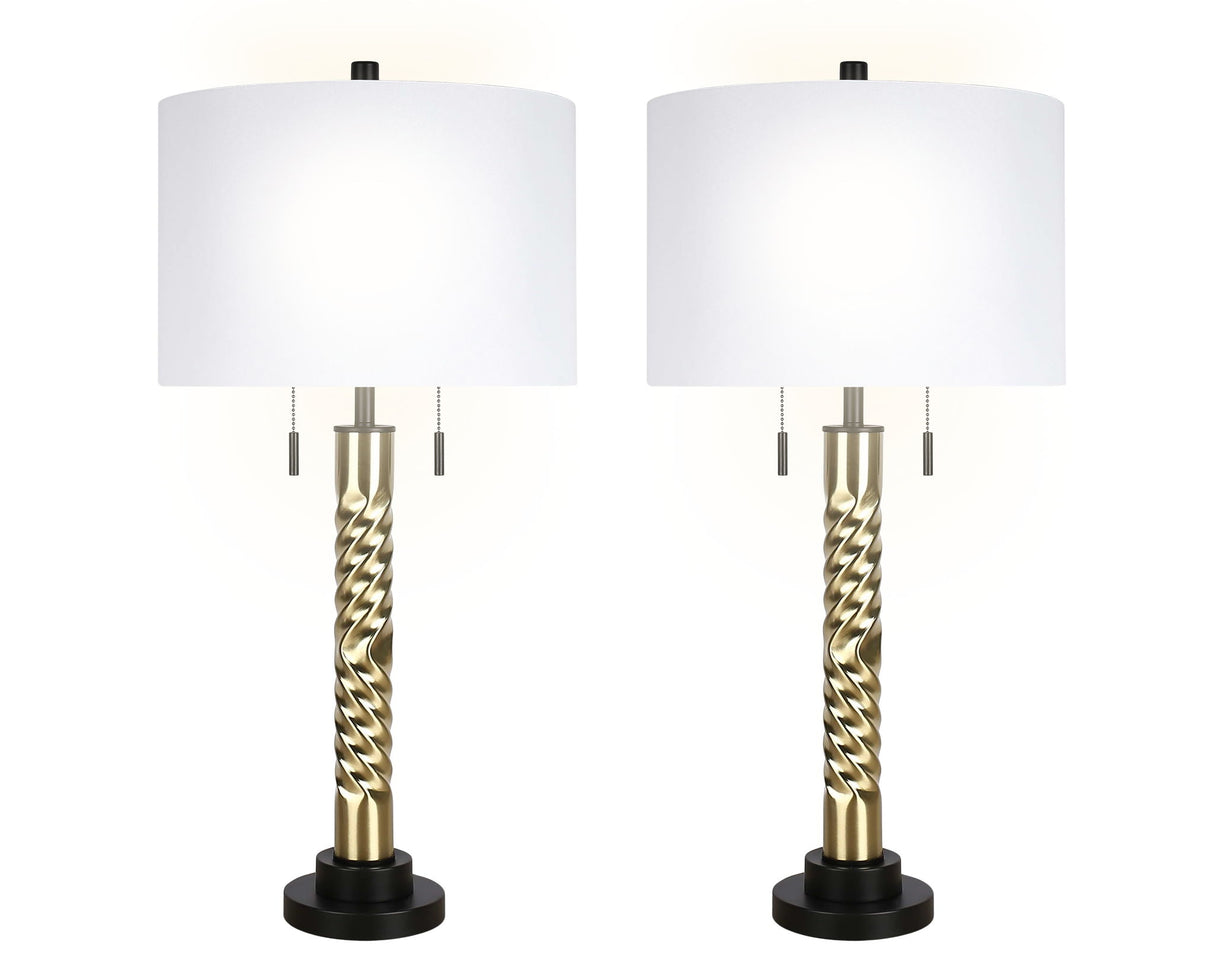 "Twist Elegance" Metal Table Lamp (Set of 2) - Matte Black / Soft Gold