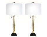 "Twist Elegance" Metal Table Lamp (Set of 2) - Matte Black / Soft Gold