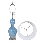 "Azure Elegance" Art Glass Table Lamp (Set of 2) - Blue Art Glass