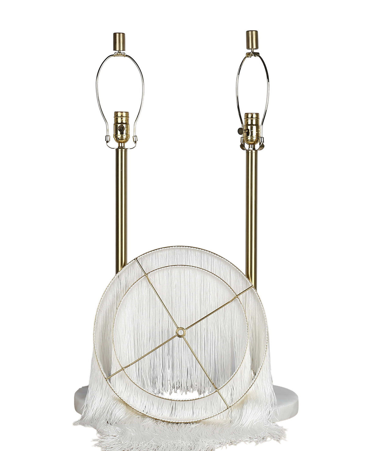 "Tassel Elegance II" Metal Table Lamp (Set of 2) - Soft Gold / White