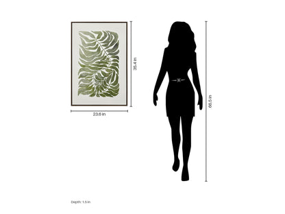 Frond Cadence I - 24 X 35 - Hand-Embellished Canvas In Frame - Green