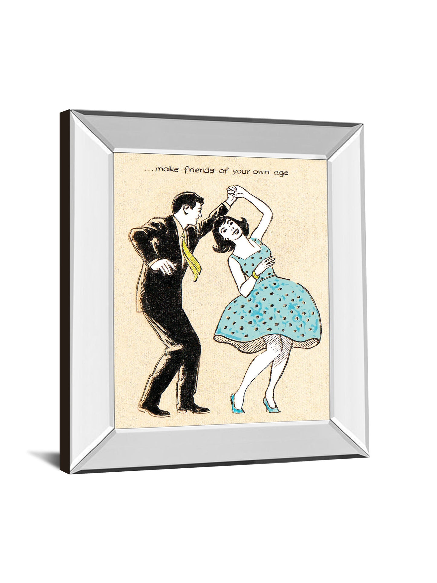 Make Friends Of Your Own Age By Roy Newby - Mirror Framed Print Wall Art - Beige