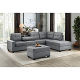 Maston - 3 Piece Reversible Sectional With Drop-Down Cup Holders And Storage Ottoman