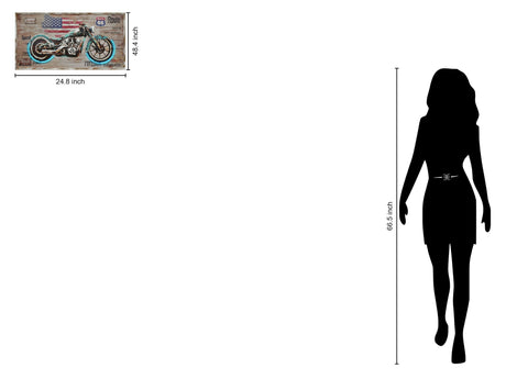 "Route Freedom" Hand-Embellished LED In Frame - Rustic / Neon