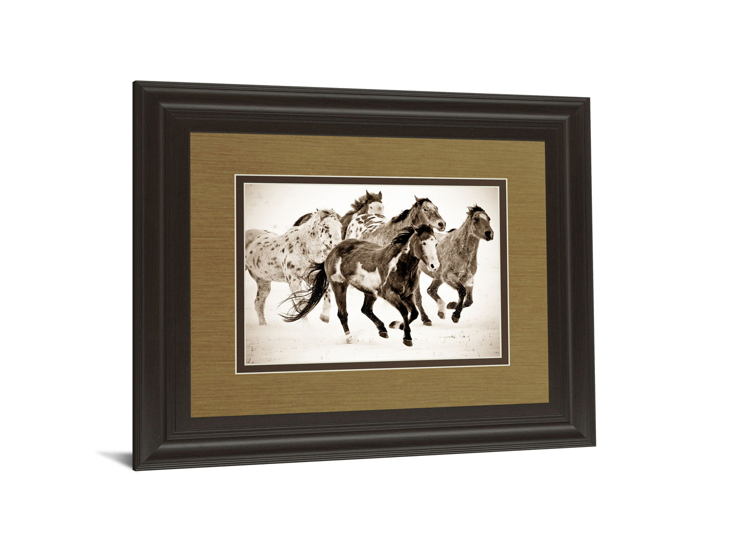 Painted Horses Run By Carol Walker - Framed Print Wall Art - Light Brown