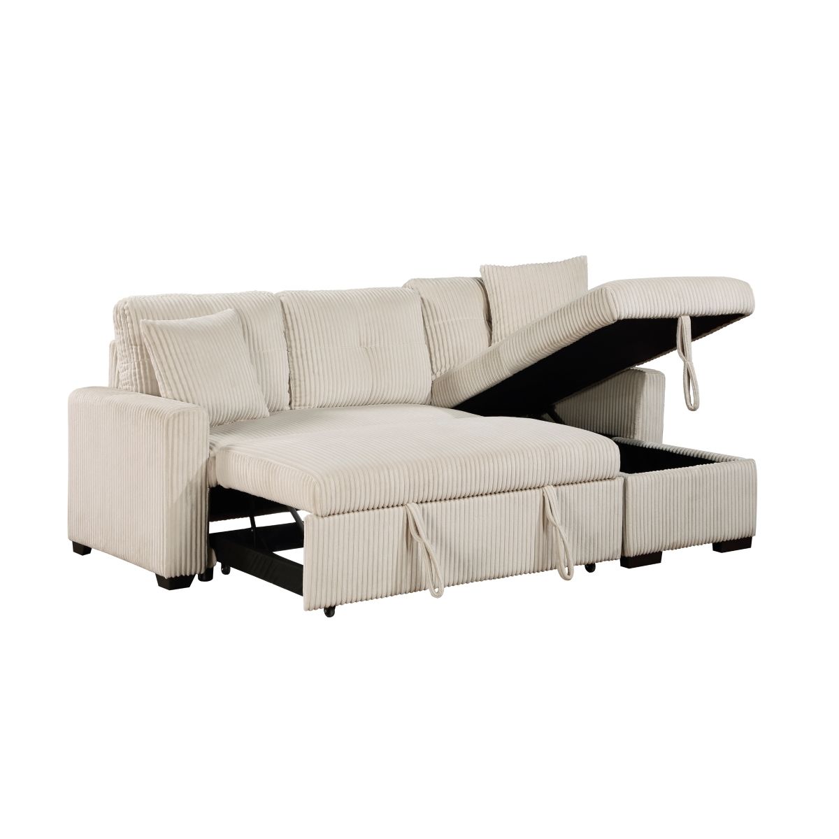 Rhett - 3 Piece Reversible Sectional With Pull-Out Bed And Hidden Storage