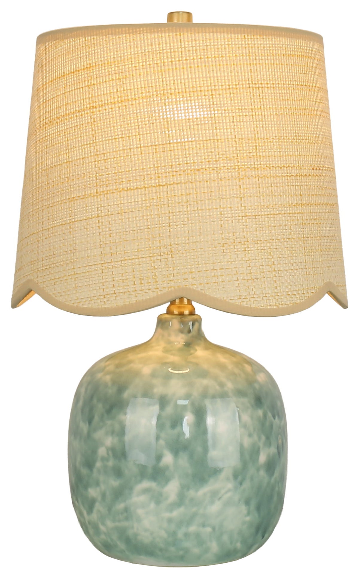 Seaglass Cove - 21 X 13 - Ceramic Accent Lamp (Set of 2) - Aqua Green, White