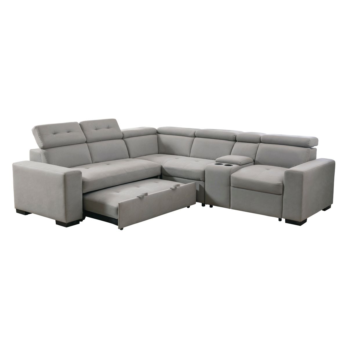 Farrah - 3 Piece Sectional With Adjustable Headrests - Light Gray