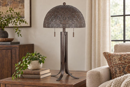Bronze Tapestry - 28 X 14 - Metal Table Lamp (Set of 2) - Antique Bronze