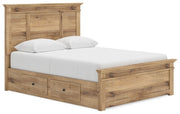 Makidern - Panel Storage Bed With 2 Under Bed Storage Units