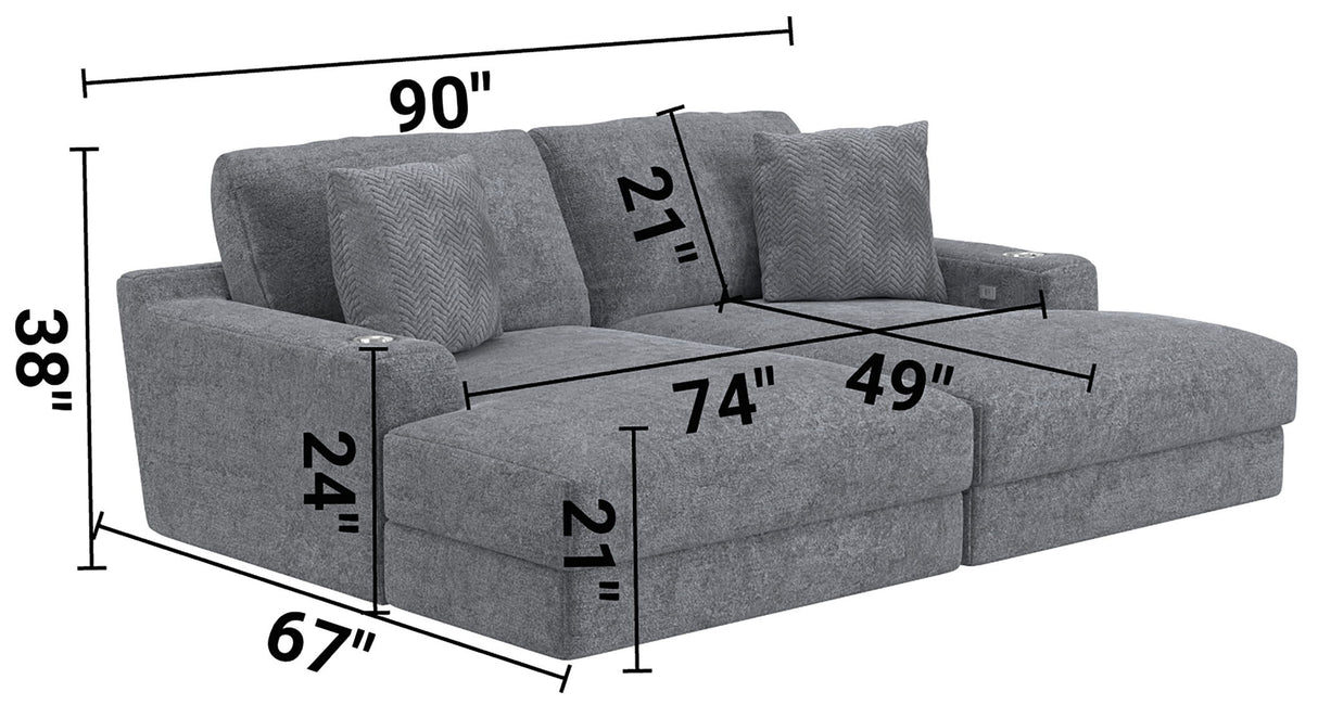 Cozy - 2 Piece Double Wide Chaise With USB Charging Ports