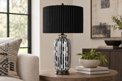 Ink Cadence - 30 X 17 - Ceramic Table Lamp (Set of 2) - Monochrome Brushstroke