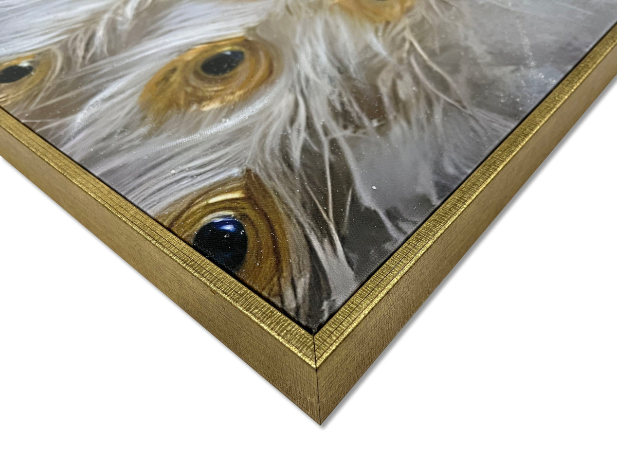Pearl Plume - 28 X 40 - Hand-Embellished Canvas With Foil In Frame - Gold