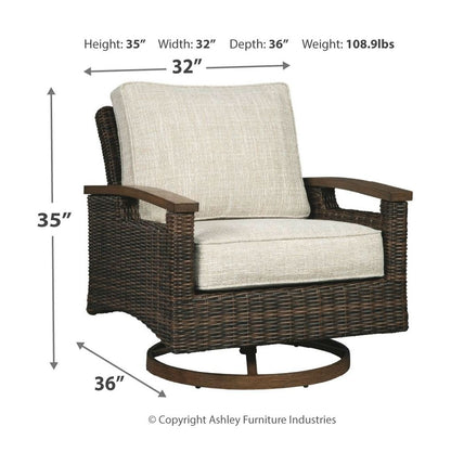 Paradise Trail - 5 Pc. - Conversation Set with 4 Swivel Lounge Chairs - Medium Brown