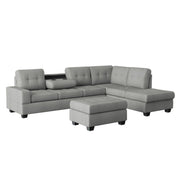 Maston - 3 Piece Reversible Sectional With Drop-Down Cup Holders And Storage Ottoman