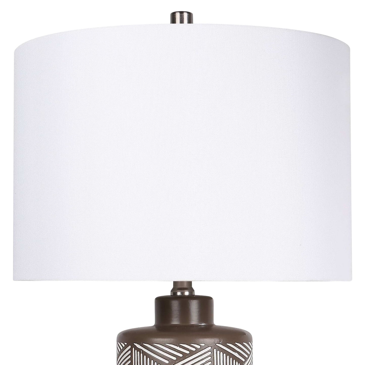 "Geometric Harmony" Ceramic Table Lamp (Set of 2) - Brown / White