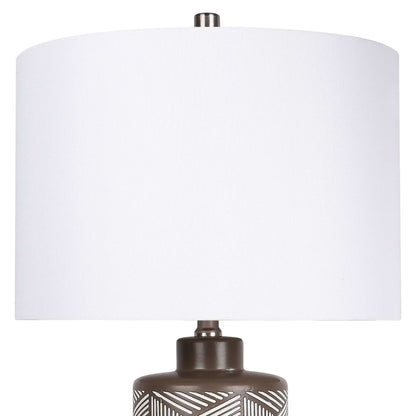 "Geometric Harmony" Ceramic Table Lamp (Set of 2) - Brown / White
