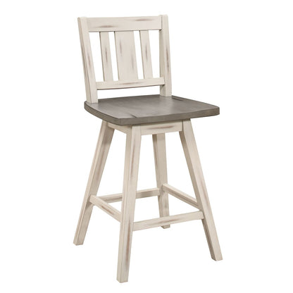 Amsonia - Swivel Counter Height Chair (Set of 2) - White / Distressed Gray