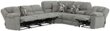 Quinn - 3 Piece Reclining Sectional With 4 Reclining Seats, Storage Arms, Storage Console With Lights, And Drop Down Table - Nature