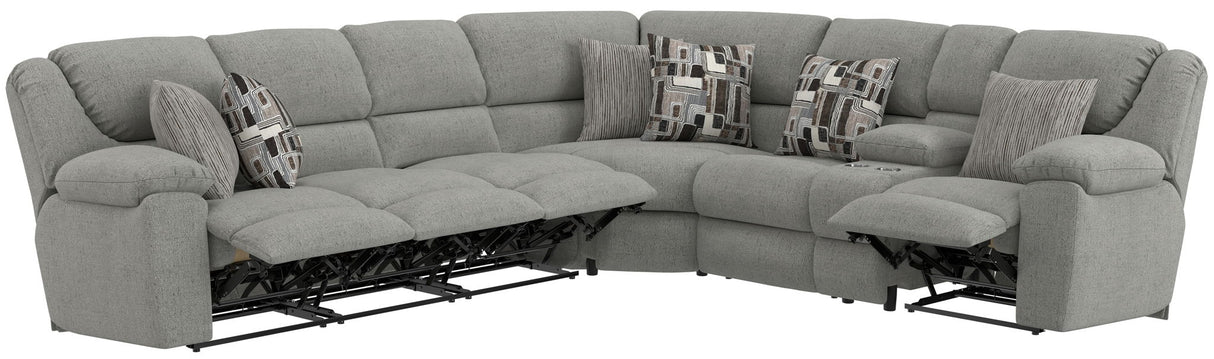 Quinn - 3 Piece Reclining Sectional With 4 Reclining Seats, Storage Arms, Storage Console With Lights, And Drop Down Table - Nature