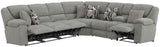 Quinn - 3 Piece Reclining Sectional With 4 Reclining Seats, Storage Arms, Storage Console With Lights, And Drop Down Table - Nature