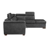Barre - 2 Piece Sectional With Pull-Out Bed And Right Chaise With Hidden Storage, Adjustable Headrests - Gray