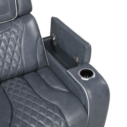 Apex - Power Double Reclining Loveseat With Center Console, Power Headrests, Storage Arms With Cup Holders, Wireless Charger, Air Massage And Heat, LED Lighting And Charging Ports