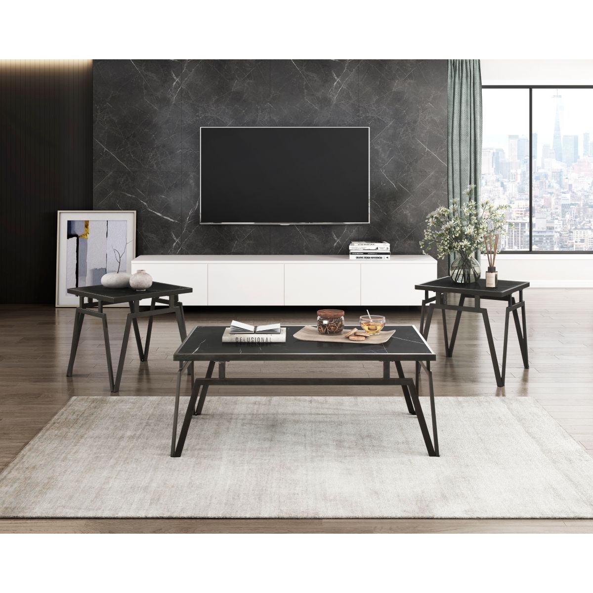 Gaffney - 3 Piece Pack Occasional Set - Black