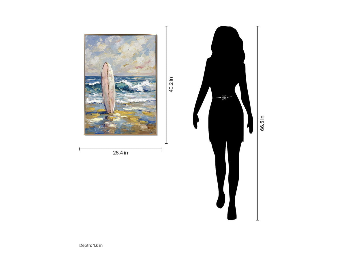 Saltwater Reverie I - 28 X 40 - Hand-Embellished Canvas In Frame - Teal