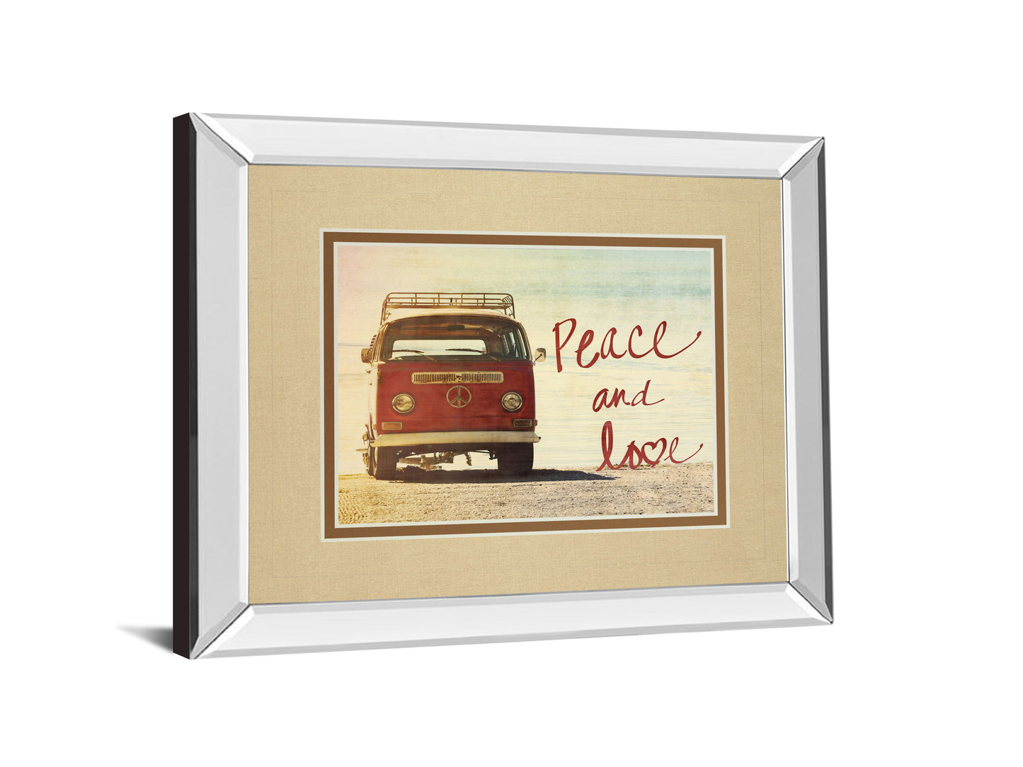 Peace And Love By Gail Peck - Mirror Framed Print Wall Art - Beige