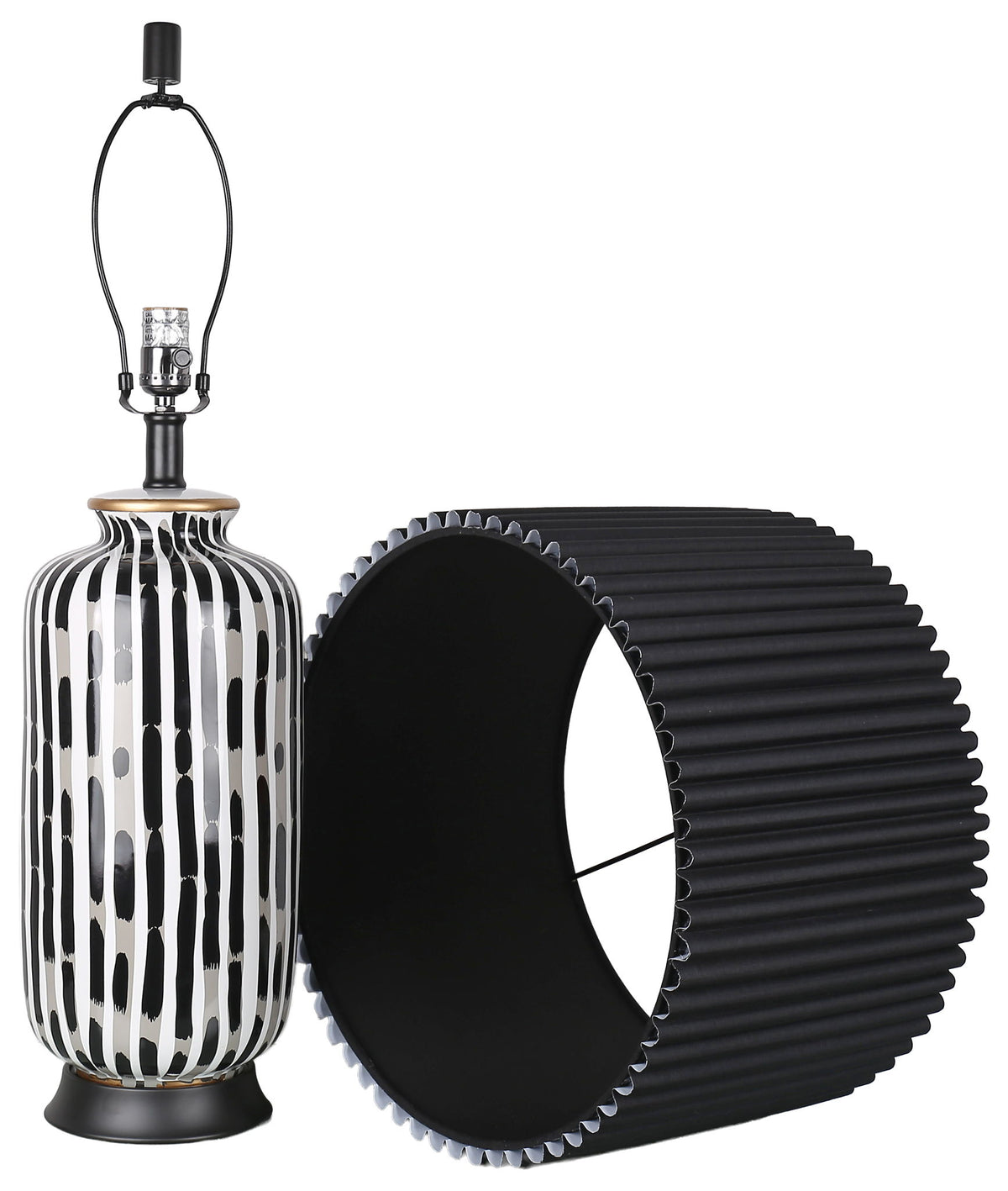 Ink Cadence - 30 X 17 - Ceramic Table Lamp (Set of 2) - Monochrome Brushstroke