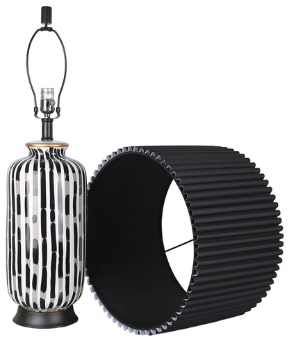 Ink Cadence - 30 X 17 - Ceramic Table Lamp (Set of 2) - Monochrome Brushstroke