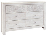 Paxberry - Dresser, Mirror - Medallion Drawer Pulls - Whitewash
