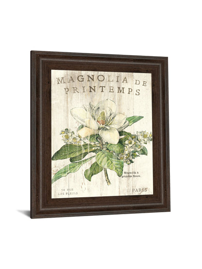 Magnolia De Printemps By Sue Schlabach - Framed Print Wall Art - Beige
