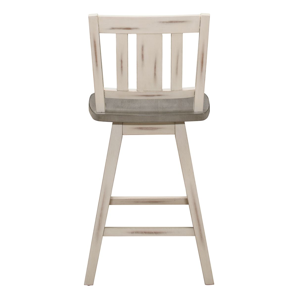 Amsonia - Swivel Counter Height Chair (Set of 2) - White / Distressed Gray