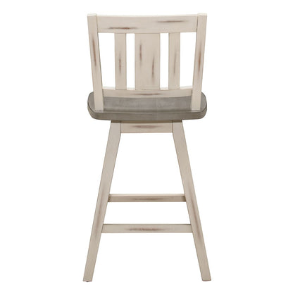 Amsonia - Swivel Counter Height Chair (Set of 2) - White / Distressed Gray
