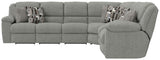 Quinn - 3 Piece Reclining Sectional With 4 Reclining Seats, Storage Arms, Storage Console With Lights, And Drop Down Table - Nature